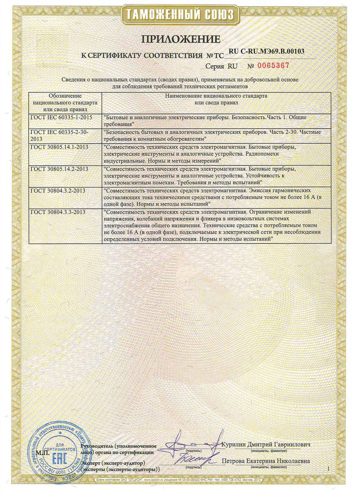 Сертификат соответствия ТС